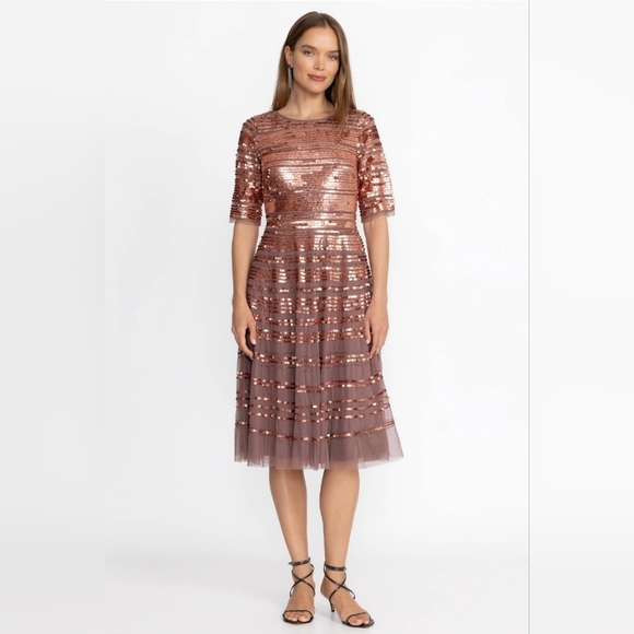 Johnny Was Dresses & Skirts - NWT Size 10 Johnny Was Sepia Beaded Sequin Midi Cocktail Dress